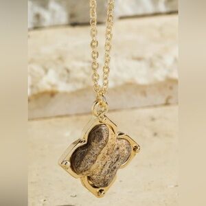 Jasper Semi Precious Stone Clover Necklace